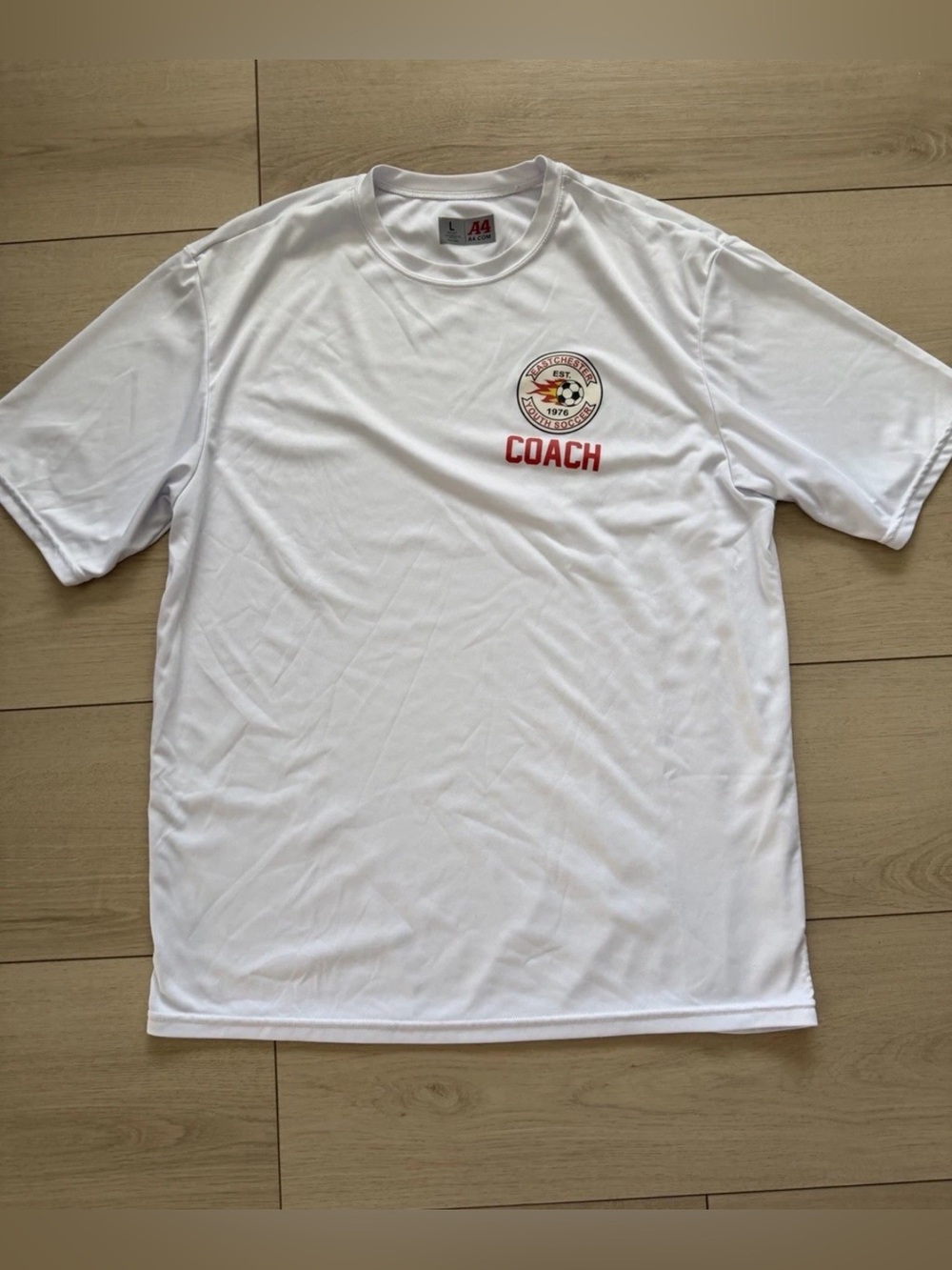 White Coach Short Sleeve Tee with Embroidered Crest